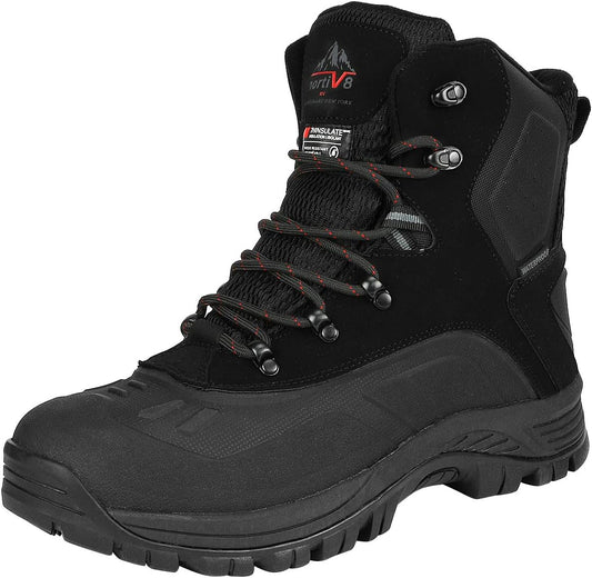 Men'S Insulated Waterproof Construction Hiking Winter Snow Boots,Size 5.5,Black,180411