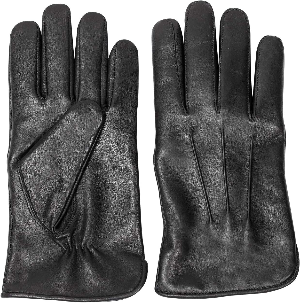 Men'S Fashion Driving Black Leather Gloves Wool Cashmere Lining Fleece Touch Screen Compatible Outdoor Leather Driving Gloves Winter Warm Leather Glove