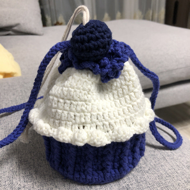 Hand Knitted Bags In Shape Of A Cake Crossbody Wool Coin Pocket