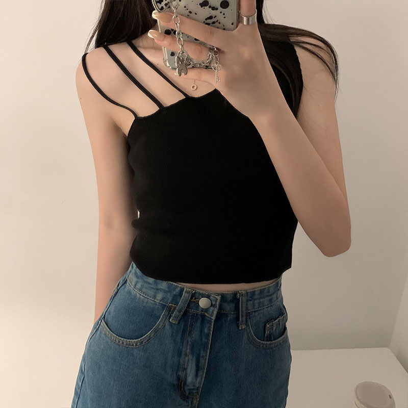 Sexy slanted shoulders crop tops