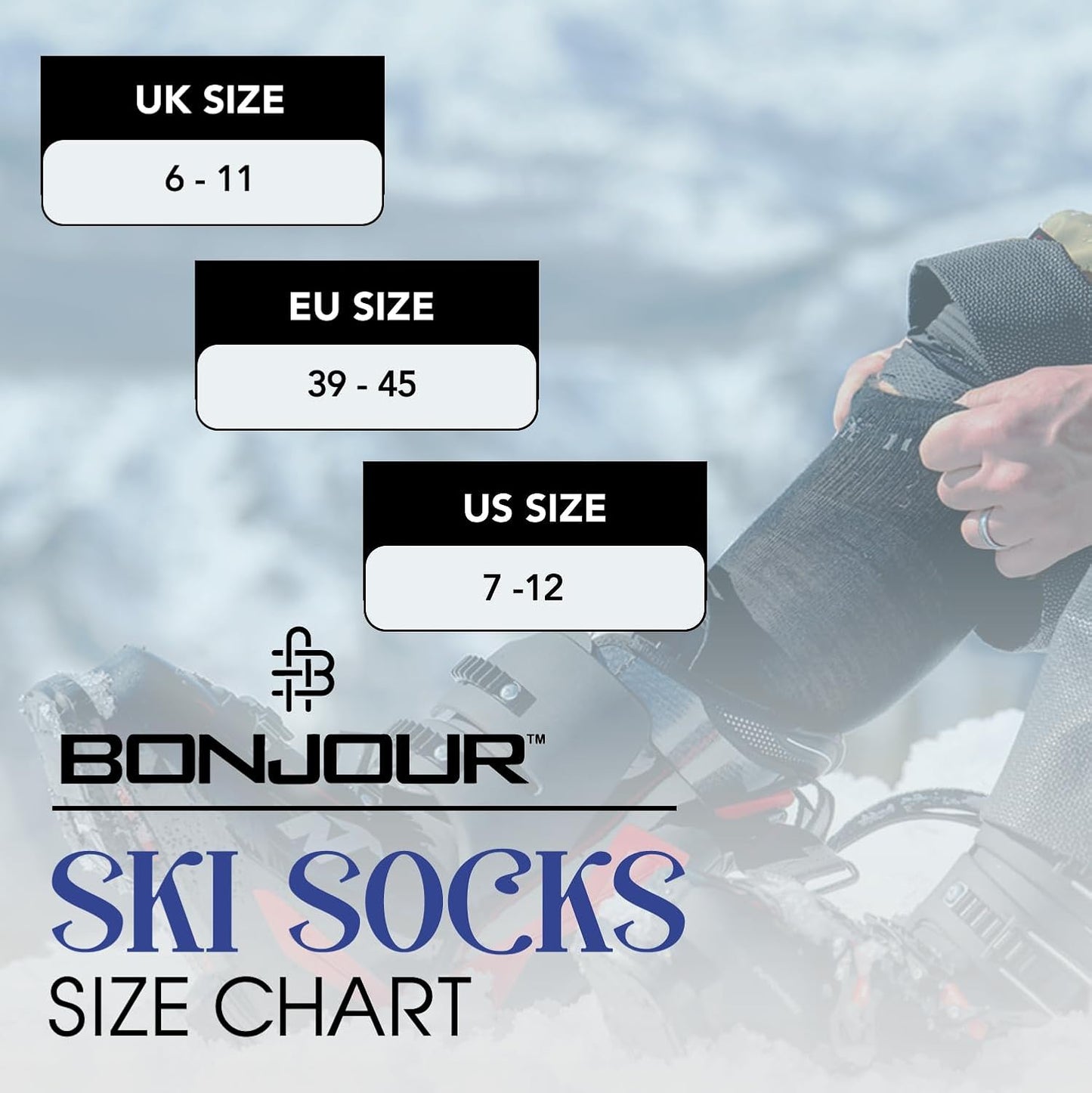 4 Pairs of Mens High Performance Thermal Ski Socks-Assorted-Uk 6 - 11 ( Eur 39 - 45 )