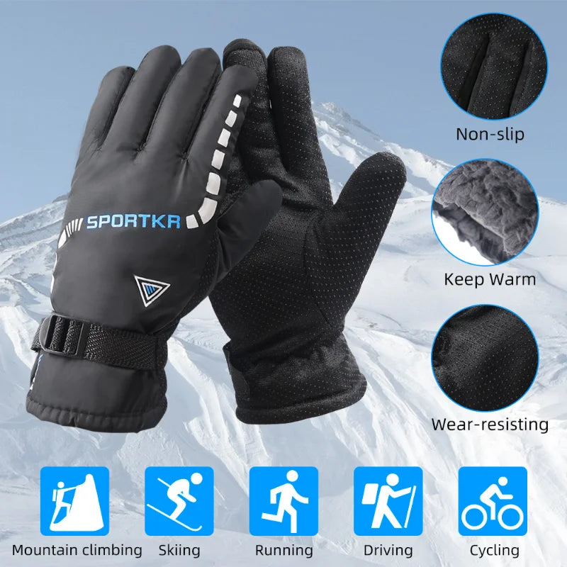 Winter Cycling Gloves Men Outdoor Waterproof Skiing Riding Hiking Motorcycle Warm Mitten Gloves Unisex Thermal Sport Gloves