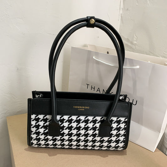 New Tide Autumn Winter Fashion Versatile Plaid Hand Carry Bags