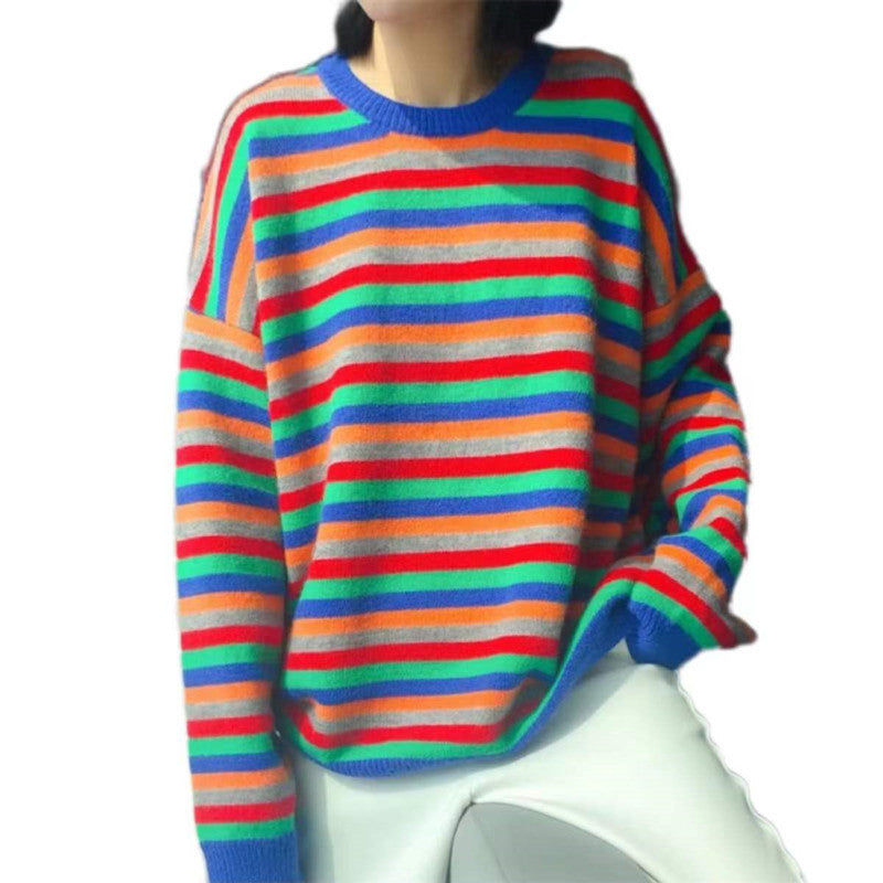 Long Sleeve Colourful Striped Jumper Over