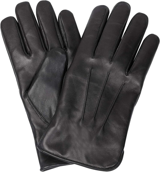 Men'S Fashion Driving Black Leather Gloves Wool Cashmere Lining Fleece Touch Screen Compatible Outdoor Leather Driving Gloves Winter Warm Leather Glove