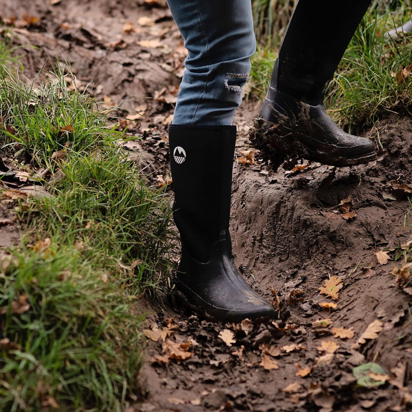 Men'S Rydal Neoprene Insulated Rubber Mucker & Yard Wellington Boots Warm Lined Fully Knee High Waterproof Wellies with Steel Shank in Black & Moss Green