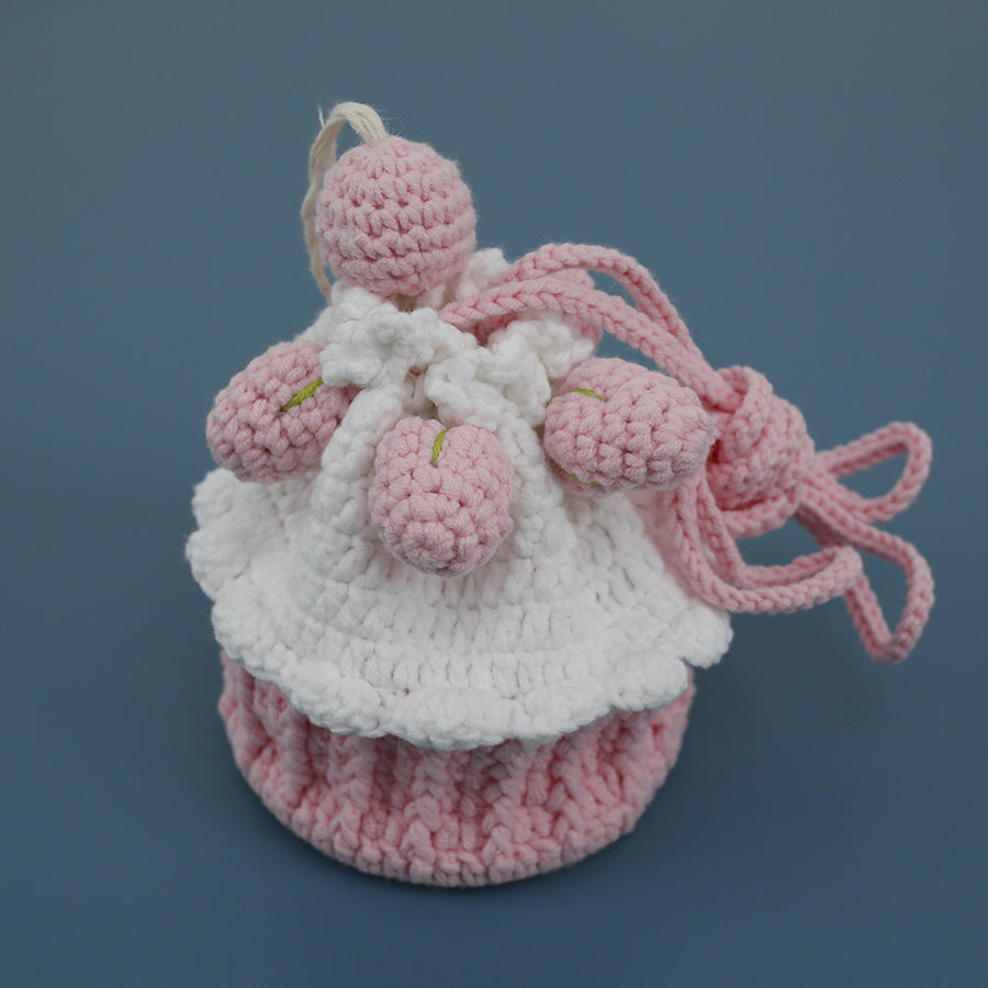 Hand Knitted Bags In Shape Of A Cake Crossbody Wool Coin Pocket