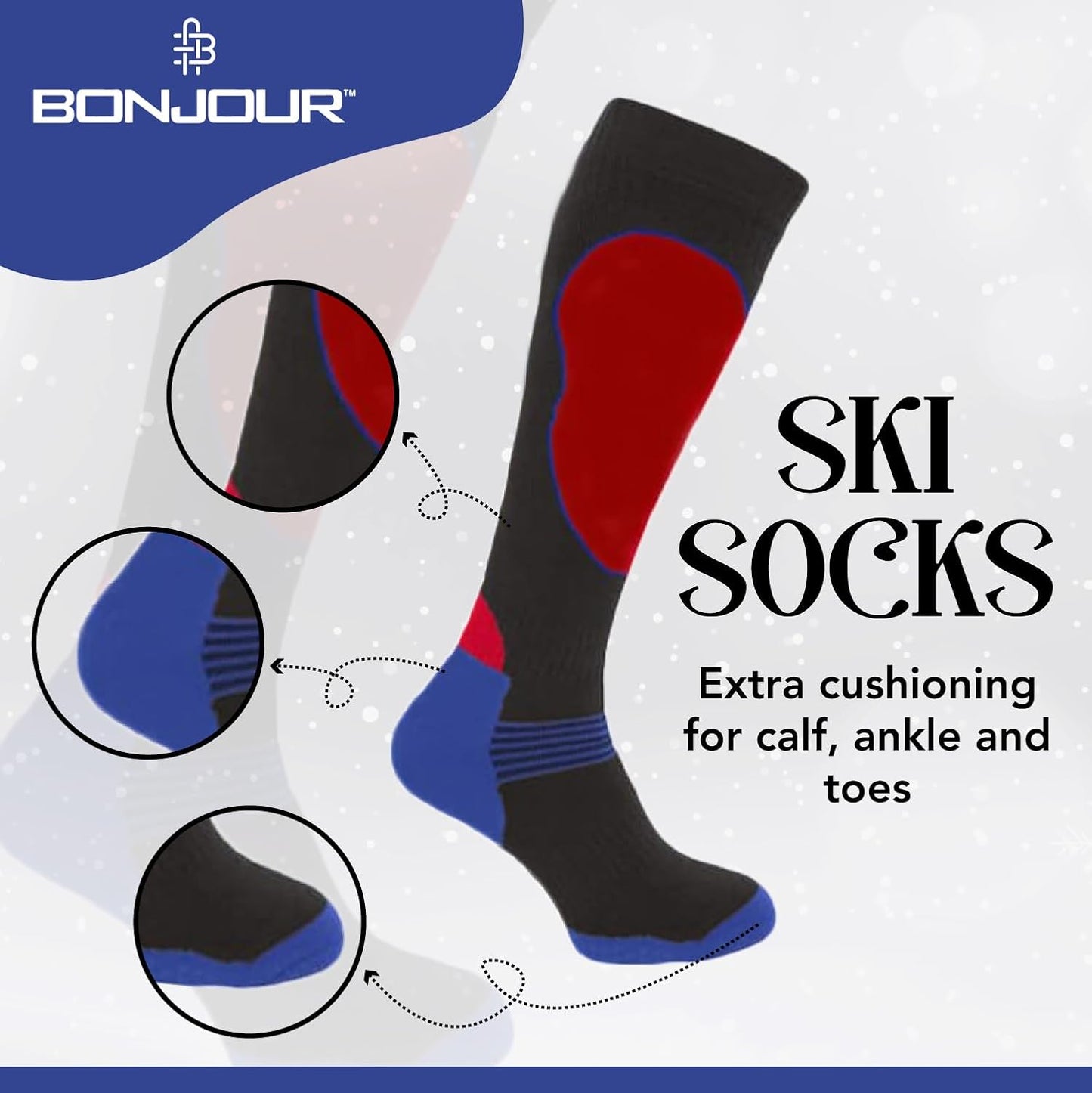4 Pairs of Mens High Performance Thermal Ski Socks-Assorted-Uk 6 - 11 ( Eur 39 - 45 )