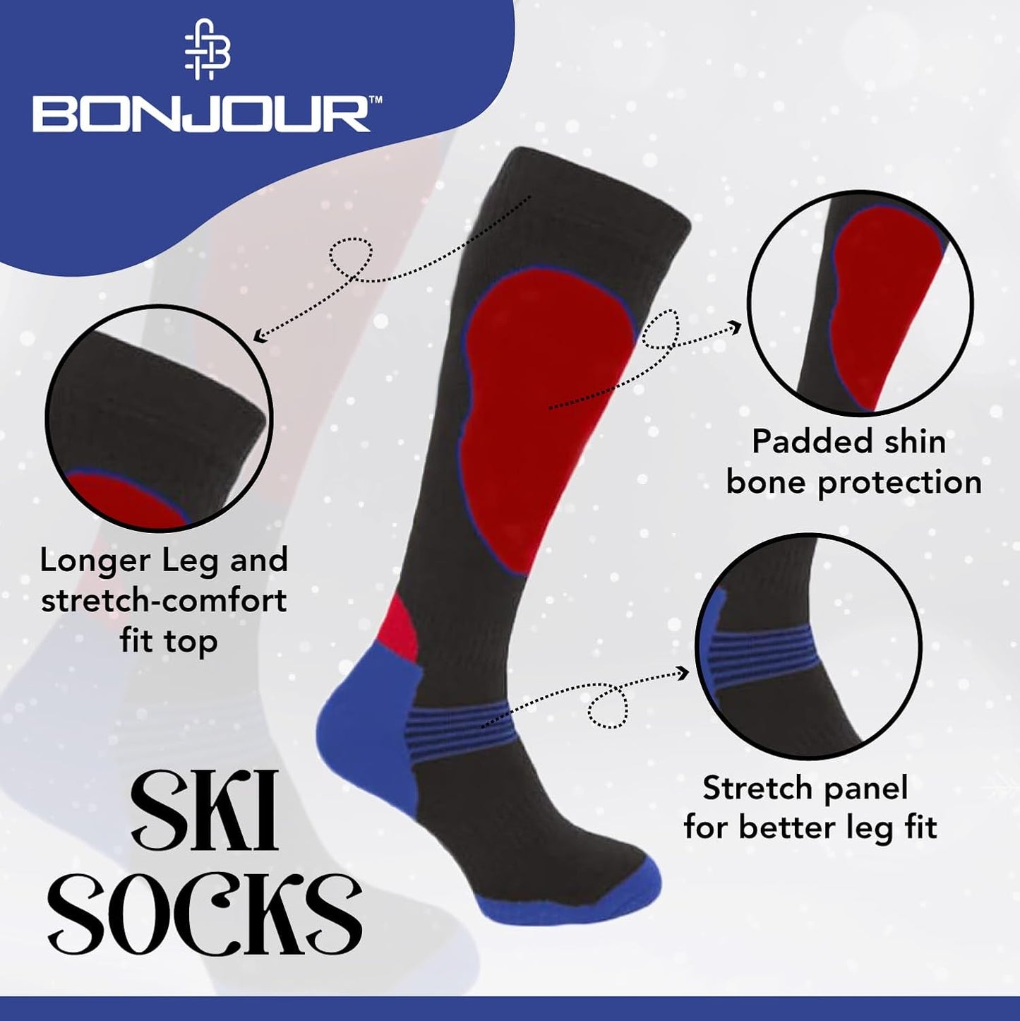 4 Pairs of Mens High Performance Thermal Ski Socks-Assorted-Uk 6 - 11 ( Eur 39 - 45 )